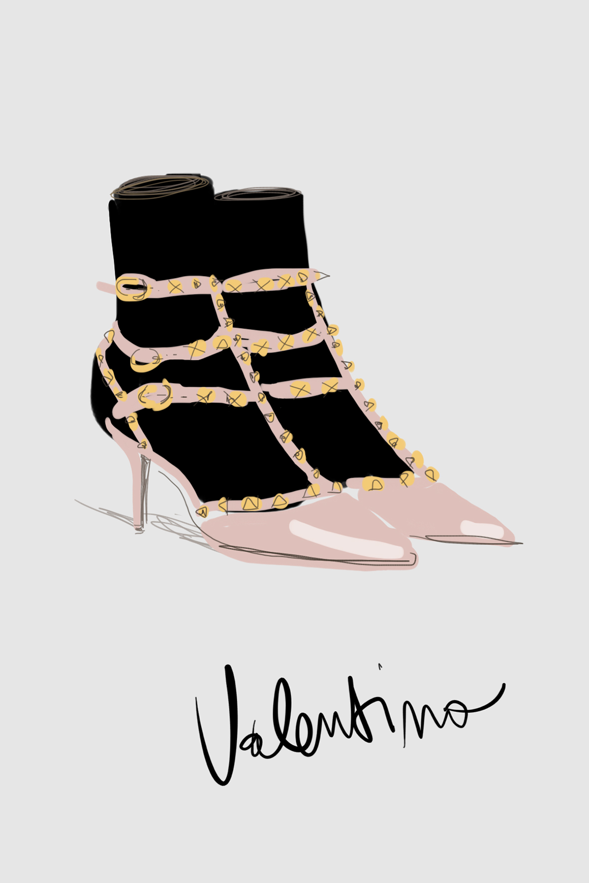 Valentino Shoes Illustration by Silvana Mariani