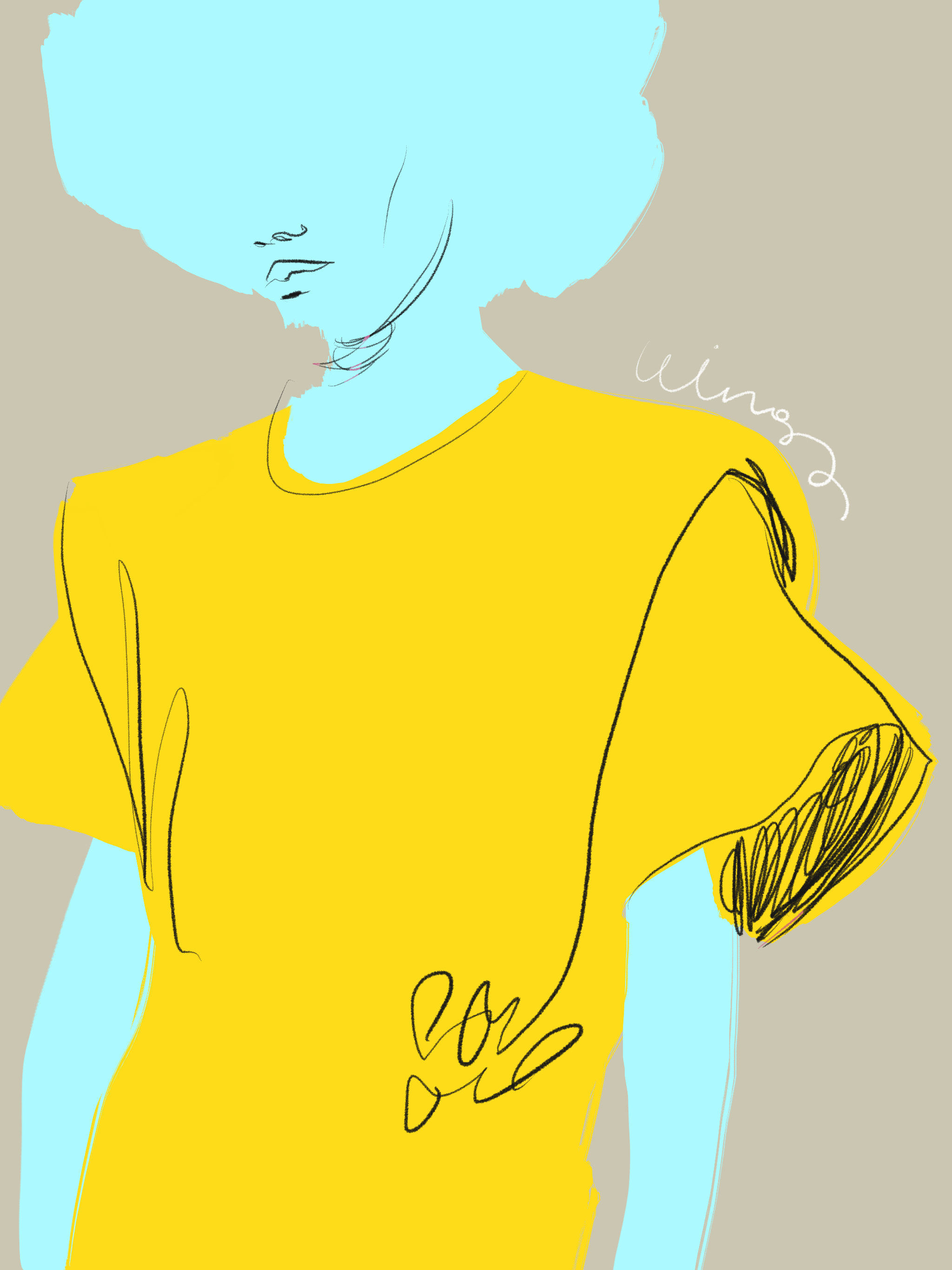 Yellow fashion, Illustration by Silvana Mariani, 2021
