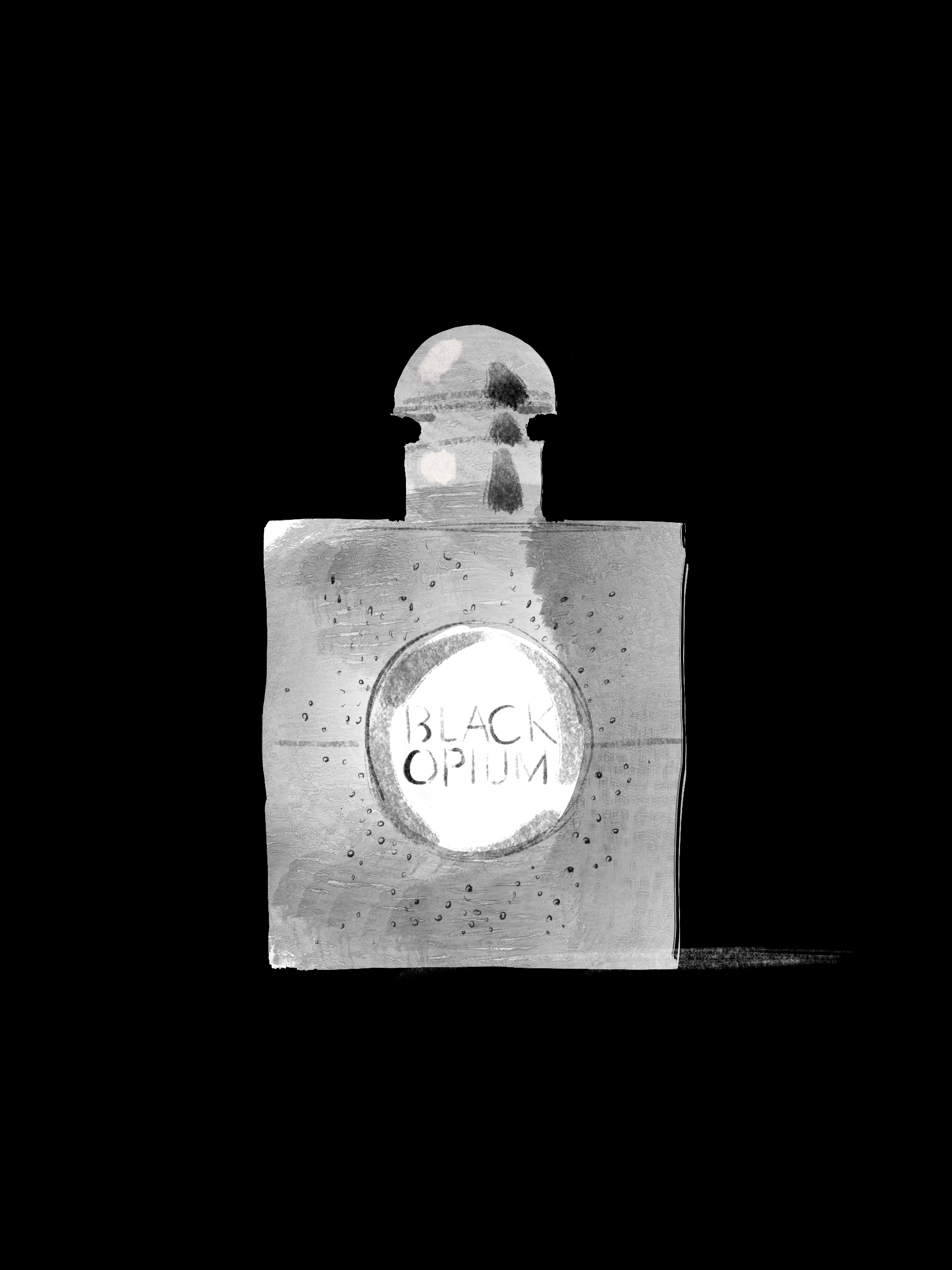 Black perfume bottle, beauty illustration by Silvana Mariani