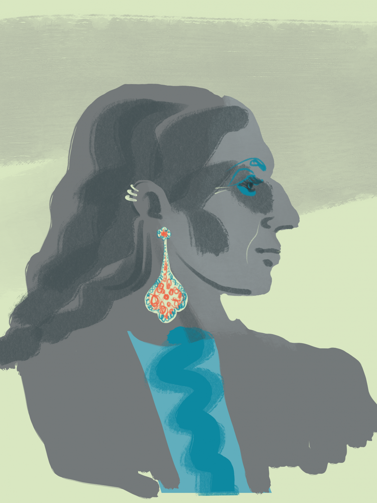 Chopard earrings, jewellery illustration by Silvana Mariani
