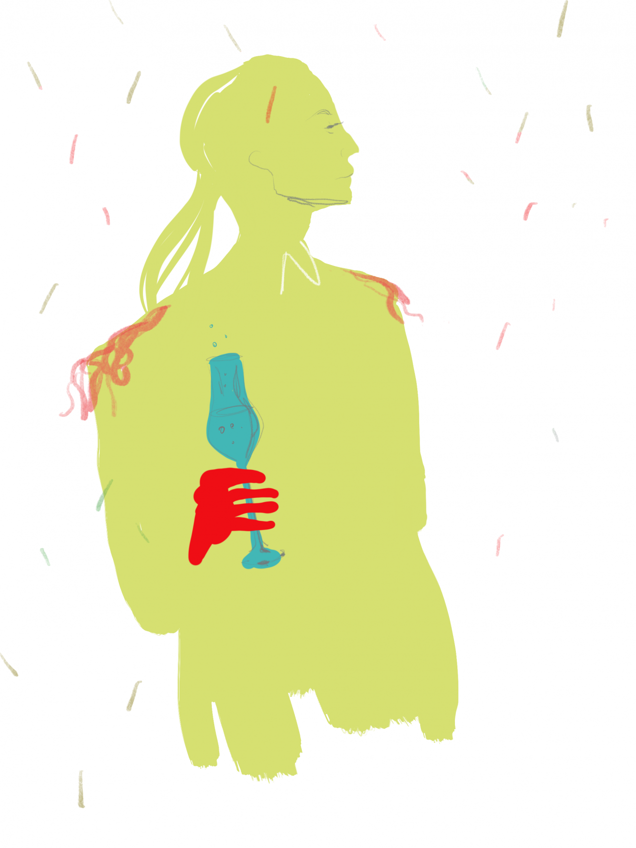 Girl with wine glass, illustration by Silvana Mariani