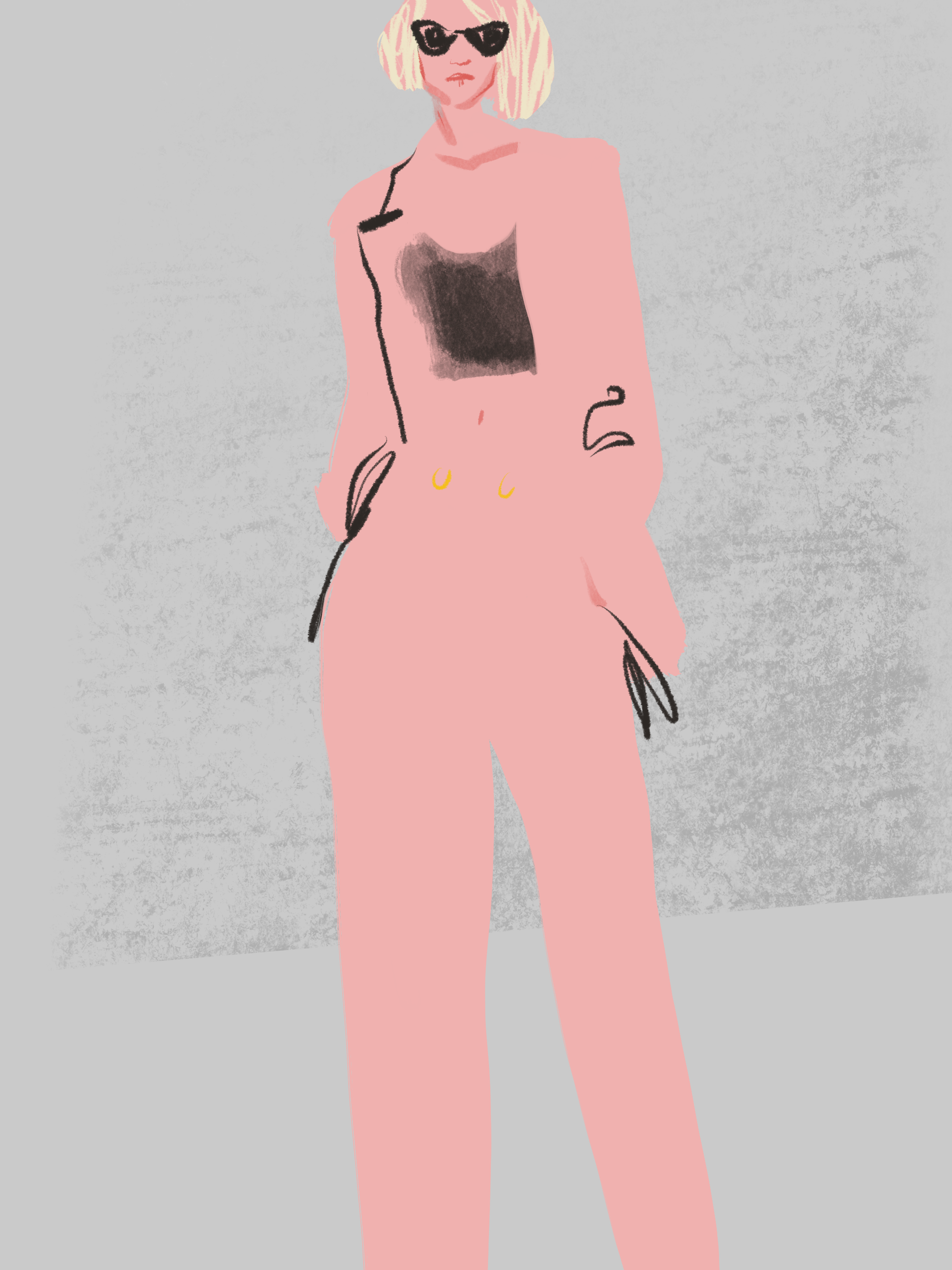 Pink Woman Suit, fashion illustration by Silvana Mariani