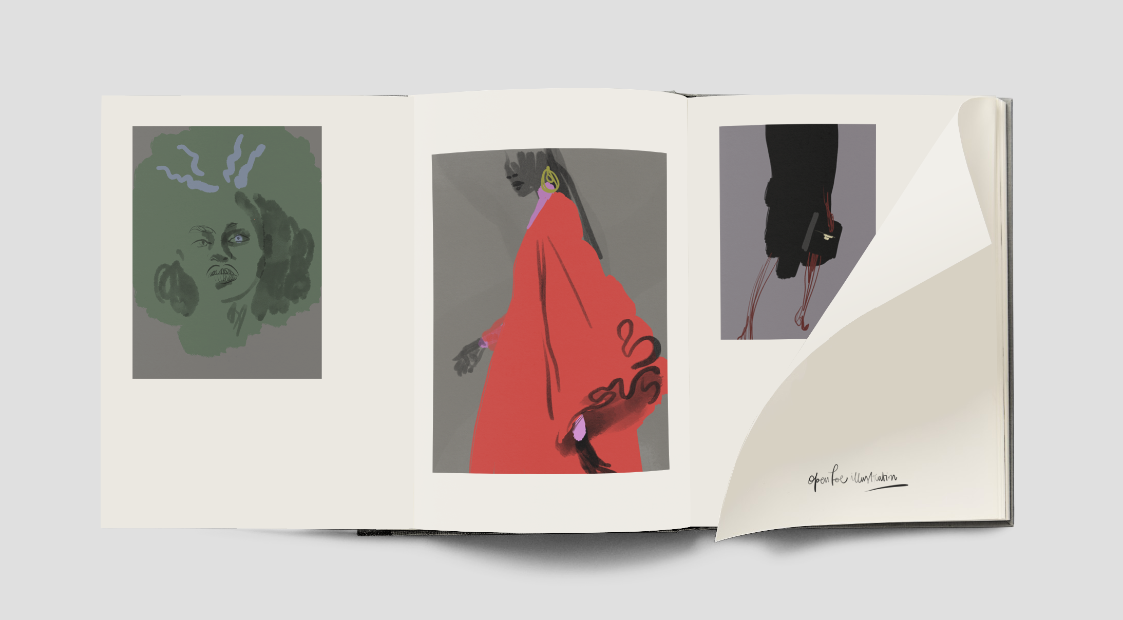 Book layout with illustrations