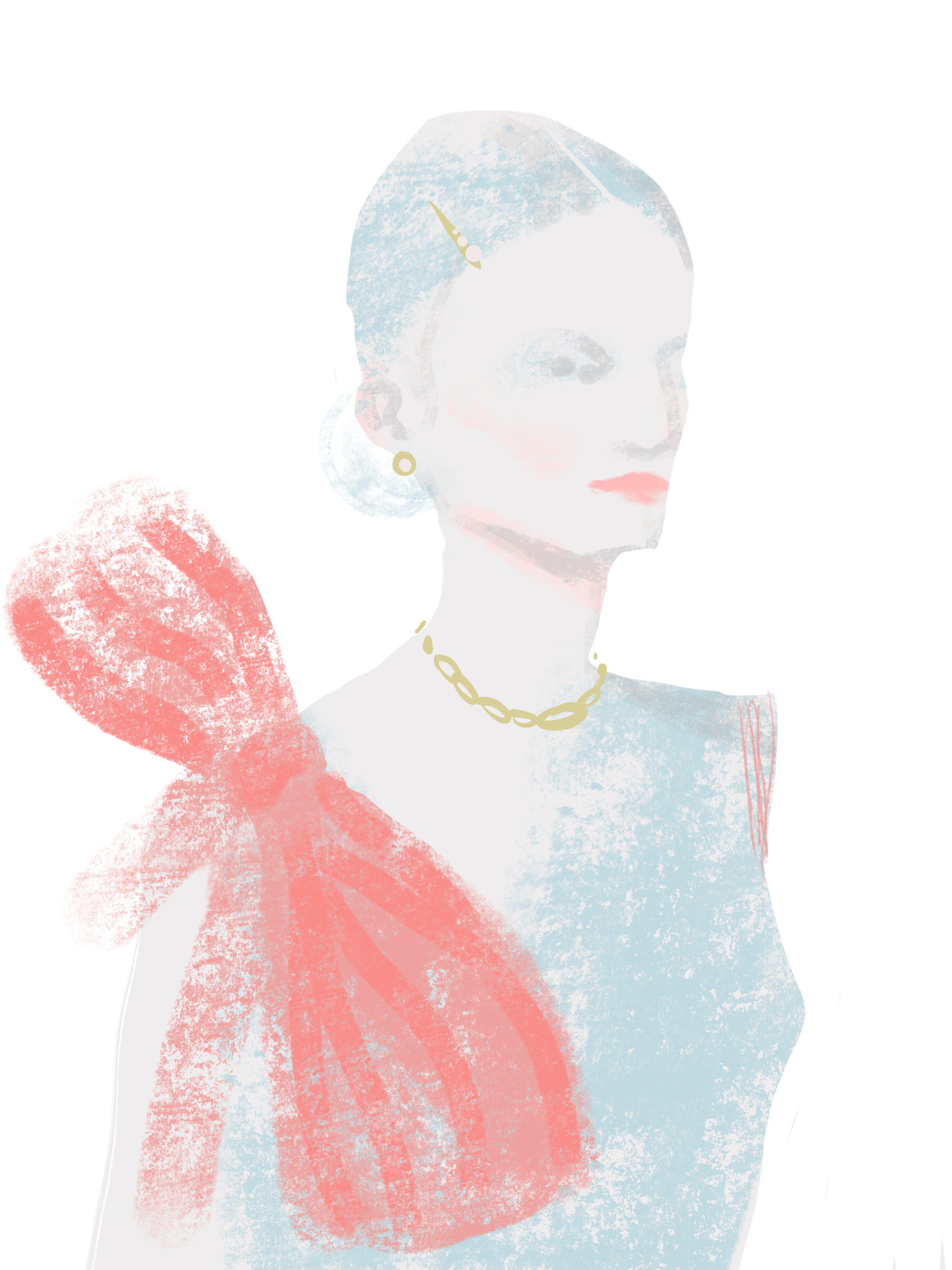 Pink Ribbon Dress, fashion illustration by Silvana Mariani