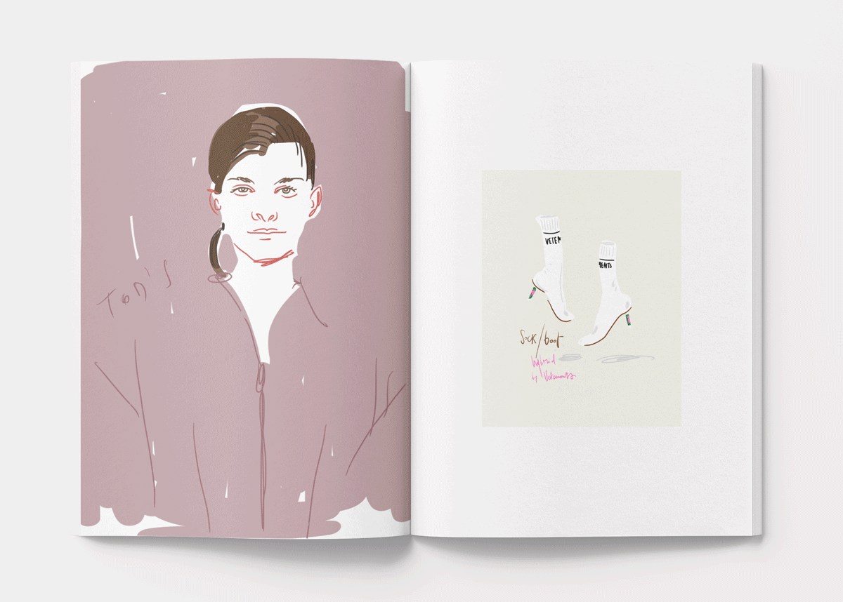 fashion illustrations on the pages of a magazine