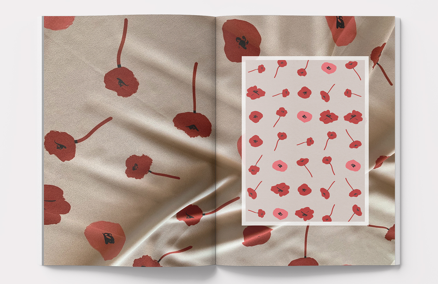 Poppies pattern on the pages of a magazine