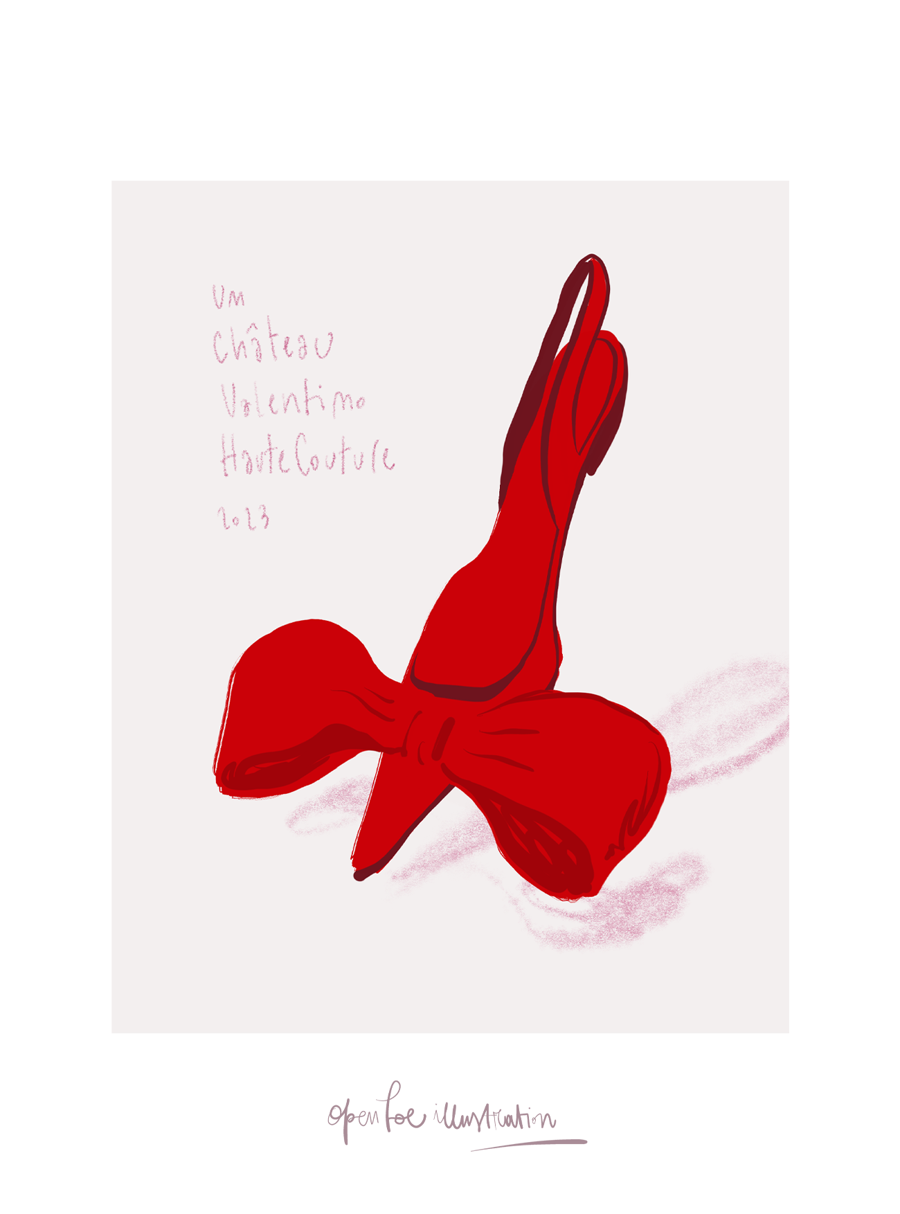 Red shoe, fashion illustration by Silvana Mariani