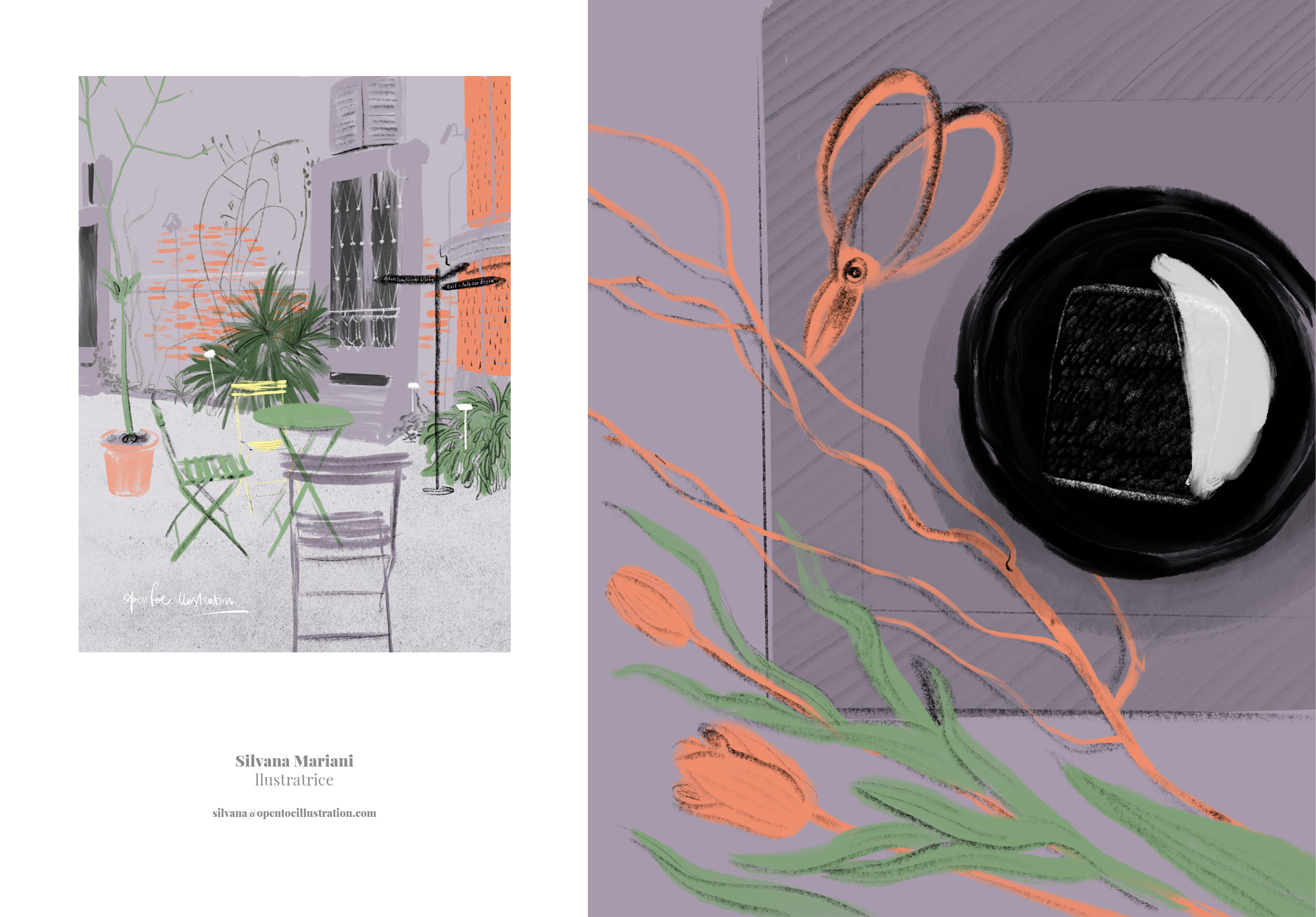 Lifestyle and city sketching, illustrations by Silvana Mariani